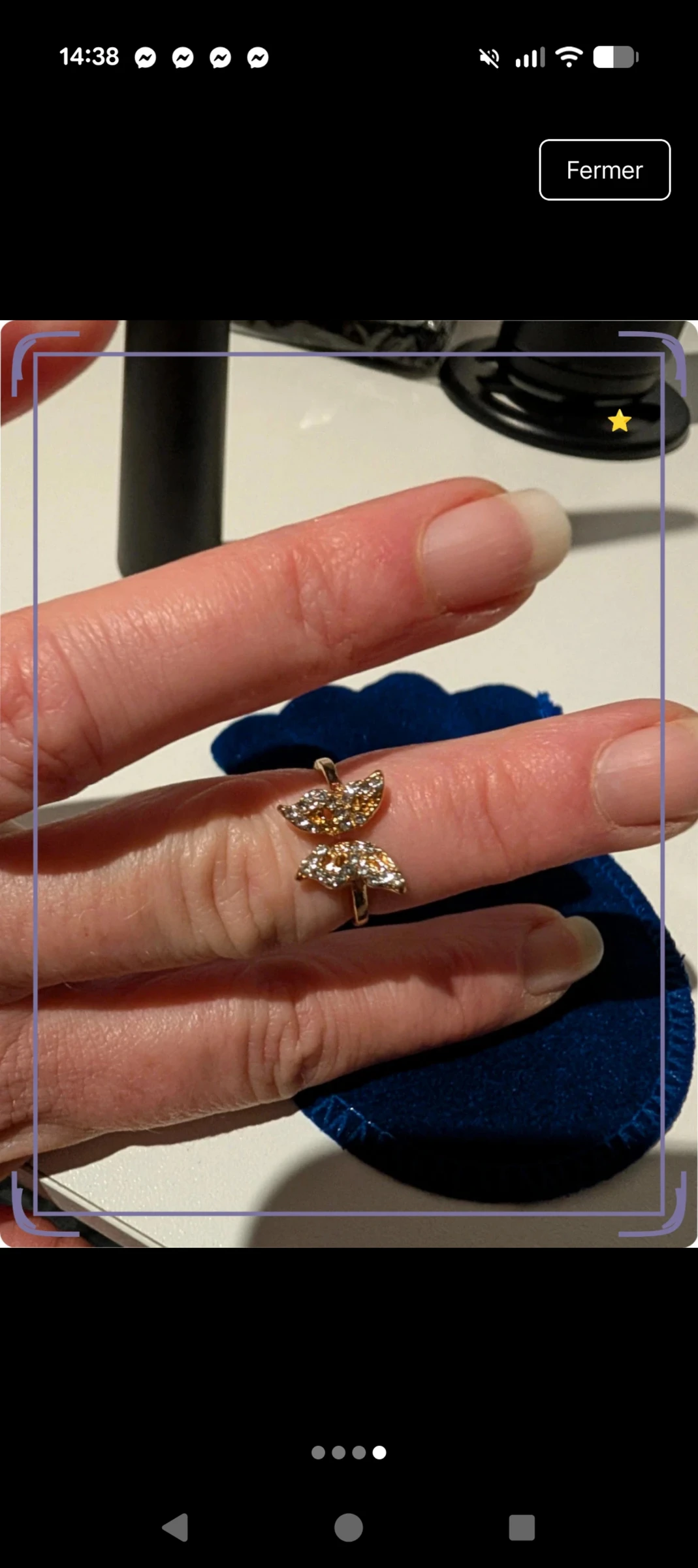Bague Papillon en Titane Doré & Cristaux - NEUVE – photo 4